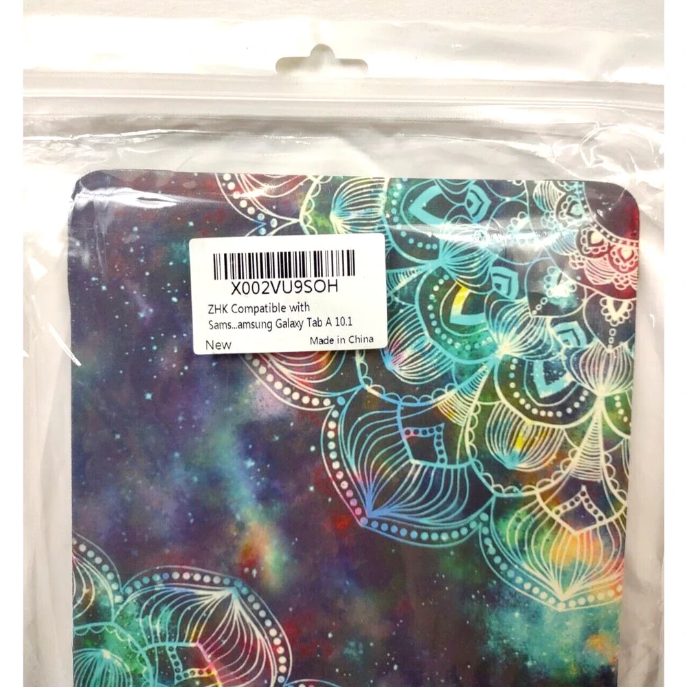 ZHK Galaxy Tab 10.0 Plus Folio Case Fold out Stand, Mandala Pattern, Magnets